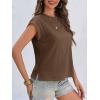 imageCicy Bell Womens Cap Sleeve Cotton Tank Tops Summer Casual Loose Fit T Shirts Crew Neck Basic TeeCoffee