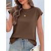 imageCicy Bell Womens Cap Sleeve Cotton Tank Tops Summer Casual Loose Fit T Shirts Crew Neck Basic TeeCoffee