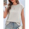 imageCicy Bell Womens Cap Sleeve Cotton Tank Tops Summer Casual Loose Fit T Shirts Crew Neck Basic TeeLight Grey