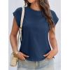 imageCicy Bell Womens Cap Sleeve Cotton Tank Tops Summer Casual Loose Fit T Shirts Crew Neck Basic TeeNavy