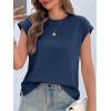 imageCicy Bell Womens Cap Sleeve Cotton Tank Tops Summer Casual Loose Fit T Shirts Crew Neck Basic TeeNavy