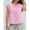 imageCicy Bell Womens Cap Sleeve Cotton Tank Tops Summer Casual Loose Fit T Shirts Crew Neck Basic TeePink