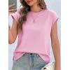 imageCicy Bell Womens Cap Sleeve Cotton Tank Tops Summer Casual Loose Fit T Shirts Crew Neck Basic TeePink