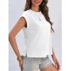 imageCicy Bell Womens Cap Sleeve Cotton Tank Tops Summer Casual Loose Fit T Shirts Crew Neck Basic TeeWhite