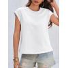 imageCicy Bell Womens Cap Sleeve Cotton Tank Tops Summer Casual Loose Fit T Shirts Crew Neck Basic TeeWhite