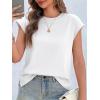imageCicy Bell Womens Cap Sleeve Cotton Tank Tops Summer Casual Loose Fit T Shirts Crew Neck Basic TeeWhite