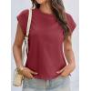 imageCicy Bell Womens Cap Sleeve Cotton Tank Tops Summer Casual Loose Fit T Shirts Crew Neck Basic TeeWine Red