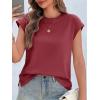 imageCicy Bell Womens Cap Sleeve Cotton Tank Tops Summer Casual Loose Fit T Shirts Crew Neck Basic TeeWine Red