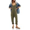 imageCicy Bell Womens Casual Sleeveless Waffle Jumpsuits Loose Knit Spaghetti Strap Romper Long Pants with PocketsArmy Green