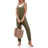 imageCicy Bell Womens Casual Sleeveless Waffle Jumpsuits Loose Knit Spaghetti Strap Romper Long Pants with PocketsArmy Green