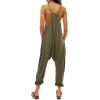 imageCicy Bell Womens Casual Sleeveless Waffle Jumpsuits Loose Knit Spaghetti Strap Romper Long Pants with PocketsArmy Green