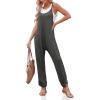 imageCicy Bell Womens Casual Sleeveless Waffle Jumpsuits Loose Knit Spaghetti Strap Romper Long Pants with PocketsDark Grey