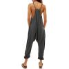 imageCicy Bell Womens Casual Sleeveless Waffle Jumpsuits Loose Knit Spaghetti Strap Romper Long Pants with PocketsDark Grey