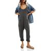 imageCicy Bell Womens Casual Sleeveless Waffle Jumpsuits Loose Knit Spaghetti Strap Romper Long Pants with PocketsDark Grey