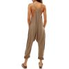 imageCicy Bell Womens Casual Sleeveless Waffle Jumpsuits Loose Knit Spaghetti Strap Romper Long Pants with PocketsKhaki