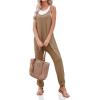 imageCicy Bell Womens Casual Sleeveless Waffle Jumpsuits Loose Knit Spaghetti Strap Romper Long Pants with PocketsKhaki