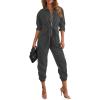 imageCicy Bell Womens Long Sleeve Utility Jumpsuits Elastic Waist Zip Up Long Pants Jogger Rompers
