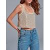 imageCicy Bell Womens Sequin Crop Tank Tops Cute Sleeveless Sparkly Camisole Blouse Cocktail Evening Party Tank ShirtsRose Gold