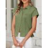 imageCicy Bell Womens Short Sleeve Button Down Shirts Pleated Slim Fit Summer Dressy Casual BlousesArmy Green