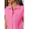 imageCicy Bell Womens Short Sleeve Button Down Shirts Pleated Slim Fit Summer Dressy Casual BlousesBright Pink