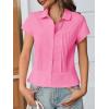 imageCicy Bell Womens Short Sleeve Button Down Shirts Pleated Slim Fit Summer Dressy Casual BlousesBright Pink