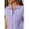imageCicy Bell Womens Short Sleeve Button Down Shirts Pleated Slim Fit Summer Dressy Casual BlousesPurple