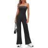 imageCicy Bell Womens Strapless Ribbed Flare Jumpsuits One Piece Tube Top Casual Long Pants Rompers