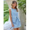 imageCicy Bell Womens Summer 2 Piece Outfits Crew Neck Sleeveless Fitted Blazer Vest Matching Sets Work Mini Skirt Suit Sets Light Blue