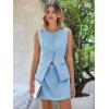imageCicy Bell Womens Summer 2 Piece Outfits Crew Neck Sleeveless Fitted Blazer Vest Matching Sets Work Mini Skirt Suit Sets Light Blue