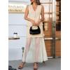 imageCicy Bell Womens Summer 2 Piece Outfits V Neck Sleeveless Blazer Waistcoat and Mesh Maxi Skirt Suit SetsApricot