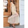 imageCicy Bell Womens Summer 2 Piece Outfits V Neck Sleeveless Blazer Waistcoat and Mesh Maxi Skirt Suit SetsApricot