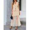imageCicy Bell Womens Summer 2 Piece Outfits V Neck Sleeveless Blazer Waistcoat and Mesh Maxi Skirt Suit SetsApricot