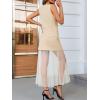 imageCicy Bell Womens Summer 2 Piece Outfits V Neck Sleeveless Blazer Waistcoat and Mesh Maxi Skirt Suit SetsApricot
