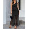 imageCicy Bell Womens Summer 2 Piece Outfits V Neck Sleeveless Blazer Waistcoat and Mesh Maxi Skirt Suit SetsBlack