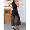 imageCicy Bell Womens Summer 2 Piece Outfits V Neck Sleeveless Blazer Waistcoat and Mesh Maxi Skirt Suit SetsBlack
