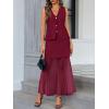 imageCicy Bell Womens Summer 2 Piece Outfits V Neck Sleeveless Blazer Waistcoat and Mesh Maxi Skirt Suit SetsBurgundy