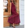 imageCicy Bell Womens Summer 2 Piece Outfits V Neck Sleeveless Blazer Waistcoat and Mesh Maxi Skirt Suit SetsBurgundy