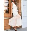 imageCicy Bell Womens Summer 2 Piece Outfits V Neck Sleeveless Blazer Waistcoat and Mesh Maxi Skirt Suit SetsWhite