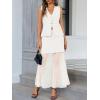 imageCicy Bell Womens Summer 2 Piece Outfits V Neck Sleeveless Blazer Waistcoat and Mesh Maxi Skirt Suit SetsWhite