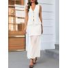 imageCicy Bell Womens Summer 2 Piece Outfits V Neck Sleeveless Blazer Waistcoat and Mesh Maxi Skirt Suit SetsWhite