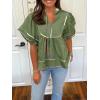 imageCicy Bell Womens Summer Babydoll Tops V Neck Short Lantern Sleeve Shirts Cute Loose Fit Peplum Flowy BlousesArmy Green