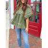 imageCicy Bell Womens Summer Babydoll Tops V Neck Short Lantern Sleeve Shirts Cute Loose Fit Peplum Flowy BlousesArmy Green