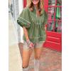 imageCicy Bell Womens Summer Babydoll Tops V Neck Short Lantern Sleeve Shirts Cute Loose Fit Peplum Flowy BlousesArmy Green