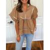 imageCicy Bell Womens Summer Babydoll Tops V Neck Short Lantern Sleeve Shirts Cute Loose Fit Peplum Flowy BlousesBrown
