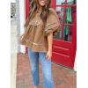 imageCicy Bell Womens Summer Babydoll Tops V Neck Short Lantern Sleeve Shirts Cute Loose Fit Peplum Flowy BlousesBrown