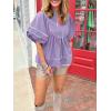 imageCicy Bell Womens Summer Babydoll Tops V Neck Short Lantern Sleeve Shirts Cute Loose Fit Peplum Flowy BlousesLight Purple