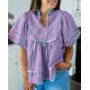 imageCicy Bell Womens Summer Babydoll Tops V Neck Short Lantern Sleeve Shirts Cute Loose Fit Peplum Flowy BlousesLight Purple