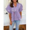 imageCicy Bell Womens Summer Babydoll Tops V Neck Short Lantern Sleeve Shirts Cute Loose Fit Peplum Flowy BlousesLight Purple