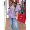 imageCicy Bell Womens Summer Babydoll Tops V Neck Short Lantern Sleeve Shirts Cute Loose Fit Peplum Flowy BlousesLight Purple