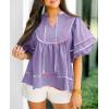 imageCicy Bell Womens Summer Babydoll Tops V Neck Short Lantern Sleeve Shirts Cute Loose Fit Peplum Flowy BlousesLight Purple